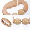IWOWHERO Wood Double Roller Back and Body Massager Stick with Curved Handle, Portable Muscle Roller Massager for Back, Neck, and Leg Pain Relief, Handheld Full Body Massage Tool view 3