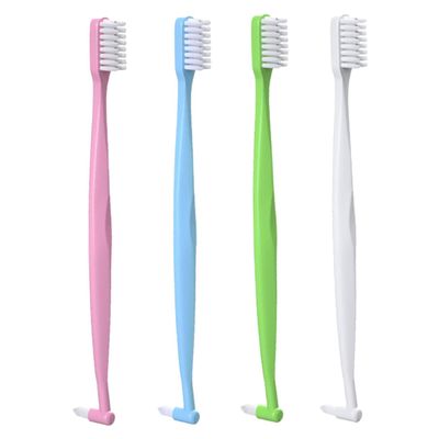 BAZEITFLOW 4Pcs Double-Headed Interspace Toothbrushes Manual Interdental Brushes Soft Tuft Ergonomic PP Travel-Friendly Teeth Cleaning