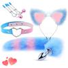4-Piece Elegant and Cute Blue Plush Interior Fox Set with Blue Leather Necklace, Unique Training Experience - D6-UK view 1