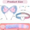 4-Piece Elegant and Cute Blue Plush Interior Fox Set with Blue Leather Necklace, Unique Training Experience - D6-UK view 3