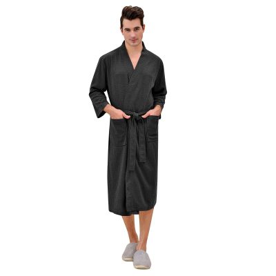 YIzdegg Pair of Long Cardigan Hotel Wear Bathrobe Bathrobe Nightdress Sexy Lingerie Large Sizes, black, M