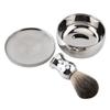 Alloy Shaving Soap Mug with Lid | Silver Handle & Faux Badger Hair Brush | Men ' s Wet Shaving Kit for Smooth Lather/Travel/Presents | Sturdy Grip Design view 2