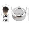 Alloy Shaving Soap Mug with Lid | Silver Handle & Faux Badger Hair Brush | Men ' s Wet Shaving Kit for Smooth Lather/Travel/Presents | Sturdy Grip Design view 3