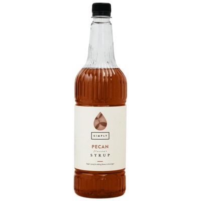 Simply Pecan Syrup, Vegan, Halal & Nut Free Flavoured Syrup for Coffee, Hot Chocolate, Cocktails & Baking (1 Litre)