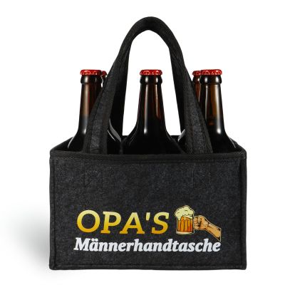 Anicy Bottles Bag Felt, Beer Gifts for Men, Birthdays and Christmas Presents for Men, Printed with a OPA Mnnerhandtasche Design (Dark Grey/DE)