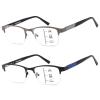 2 Pack Mens Progressive Multifocus Reading Glasses Blue Light Blocking Computer Readers with Spring Hinge Multifocal Eyeglasses (Black & Gunmetal, 2.25, x)