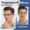 2 Pack Mens Progressive Multifocus Reading Glasses Blue Light Blocking Computer Readers with Spring Hinge Multifocal Eyeglasses (Black & Gunmetal, 2.25, x) view 3