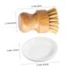 UTHCLO Wooden Scrubbing Brush, and Ceramic Kitchen Dish Scrubber, Non-scratch Cleaning Tool for Washing Dishes, Pots and Pans, 2pcs Household Brush view 2