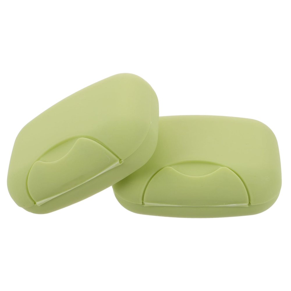 2pcs Green Plastic Soap Box Leak-proof Portable Holder for Travel
