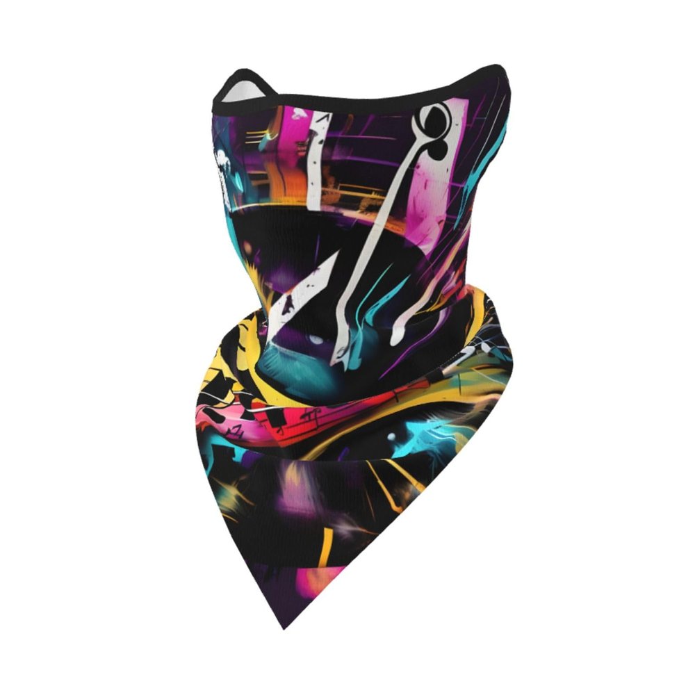 JIUTY Music Graffiti Style Face Cover Scarf, Breathable for Running Camping Climbing