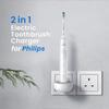2-in-1 Wall Charger for Philips Sonicare Electric Toothbrush, Charger Base for Philip 1100 3100 4100 4300 4500 5100 5300 6000 6100 6300 7000 Serie, IPX5, White view 3