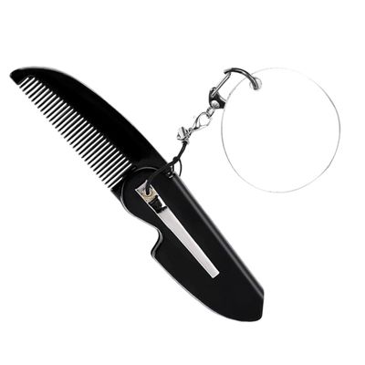 Beaupretty Comb Beard Comb with Small Oval Mirror Keychain Portable Styling for Men