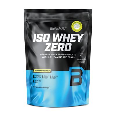 BioTechUSA Iso Whey Zero | Premium Whey Protein Isolate | Grass-Fed | Enzyme-Free | Sugar- and Gluten-Free, 454 g, Banana