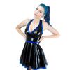 HOUXINQWWP 100% Latex Dress Latex Dress Rubber Trim Halter Rubber Skirt for Female,3XL,Black view 1