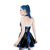 HOUXINQWWP 100% Latex Dress Latex Dress Rubber Trim Halter Rubber Skirt for Female,3XL,Black view 2