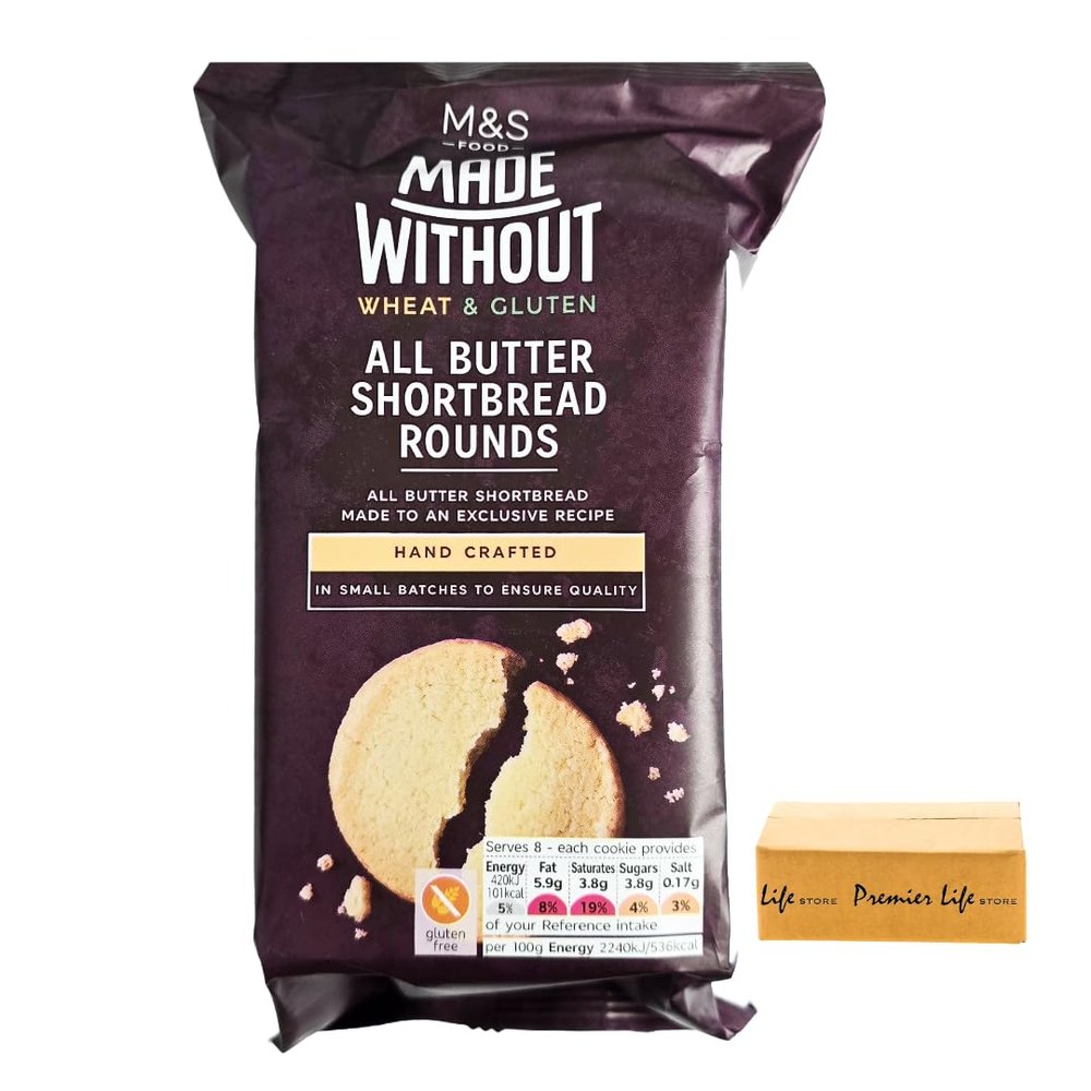 M&S All Butter Shortbread Biscuits Rounds, 150g, Wheat & Gluten-Free, Vegetarian, In Premier Life Store Box
