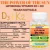Nikoni Liposomal Vitamin D3 10000 IU, Vitamin K2 (MK-7) 250 mcg, Infused with Coconut & Avacado Oil, Easy to Swallow, Supports Calcium Absorption, Bone Health, 180 Vegan Softgels view 4