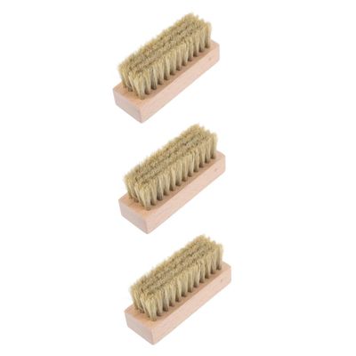 DEARMAMY 3pcs Wooden Handle Cleaning Brush for Shoes Compact Laundry Brush for Clothing for Household Use Random Color