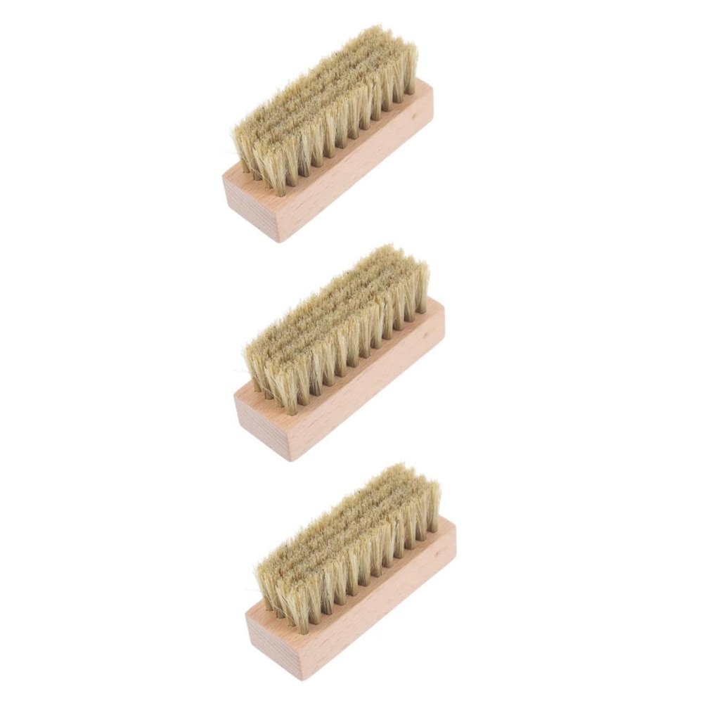 DEARMAMY 3pcs Wooden Handle Cleaning Brush for Shoes Compact Laundry Brush for Clothing for Household Use Random Color