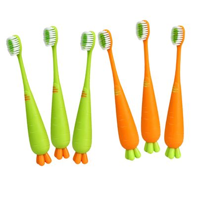 ELAYARD 6pcs Boys and Girls Manual Toothbrush Soft Bristle Carrot Shaped Toothbrushes for Toddlers Lightweight Portable Gentle Gum Massage for Boy Girl Fun Design to Encourage Brushing