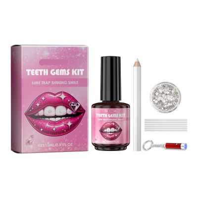 DIY Teeth Gems Kit Fashionable Tooth Decorations with Strong Adhesive & UV Light - Create Your Own Unique Smile(3PCS)