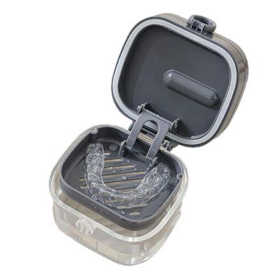 Denture Soaking Container | Denture Cup with Lid - with Mirror Teeth Protection Cover Cleaning Tool Set for Teen Girl Teen Boy Child Elderly Travel Night Guard