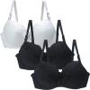 3/4 Pieces Minimiser Bras for Women UK Sales, Push up Bras Floral Lace Womens Underwear Cotton Bralette Comfit Padded Support Underwire Summer Sexy Underwear view 1
