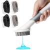 Soap Dispensing Dish Brush with 4 Replacement Heads, Kitchen Dish Wand Handle Scrubber Set, Dishwashing Brush Dispenser for Cleaning Dishes view 1