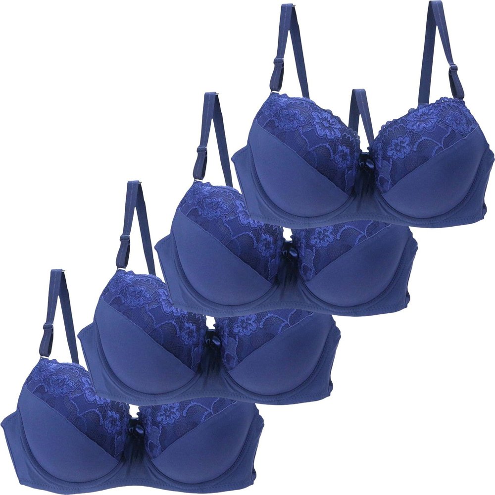 3/4 Pieces Minimiser Bras for Women UK Sales, Push up Bras Floral Lace Womens Underwear Cotton Bralette Comfit Padded Support Underwire Summer Sexy Underwear