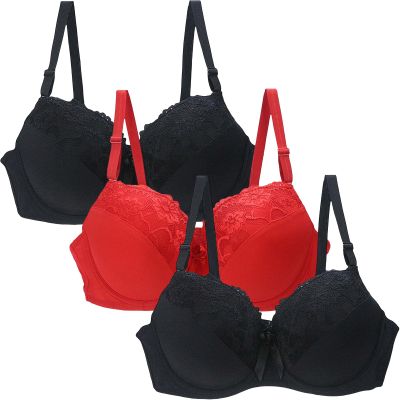 3 Pieces Women's Push up Plus Size Minimiser Bras Full Coverage Lace Bralette Comfit Padded Support Plus Size Bra Sales