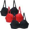 3 Pieces Women's Push up Plus Size Minimiser Bras Full Coverage Lace Bralette Comfit Padded Support Plus Size Bra Sales view 1