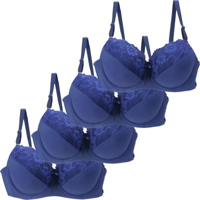 2/3/4 Pieces Push up Bras for Women Sales, Minimiser Plus Size Bras Floral Lace Cotton Bralette Comfit Padded Solid Color Support Underwear