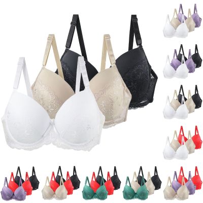 1/2/3 Pieces Women's Fashion Bra My Orders Push up Bras Plus Size Minimiser Bra Solid Color Comfortable Cotton Floral Lace Bralette Sales