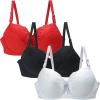 3/4 Pieces Minimiser Bras for Women UK Sales, Push up Bras Floral Lace Womens Underwear Cotton Bralette Comfit Padded Support Underwire Summer Sexy Underwear view 1