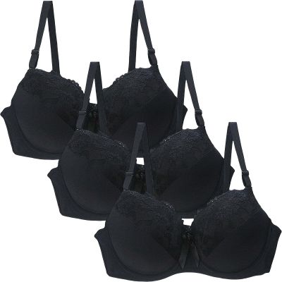 3/4 Pieces Minimiser Bras for Women UK Sales, Push up Bras Floral Lace Womens Underwear Cotton Bralette Comfit Padded Support Underwire Summer Sexy Underwear
