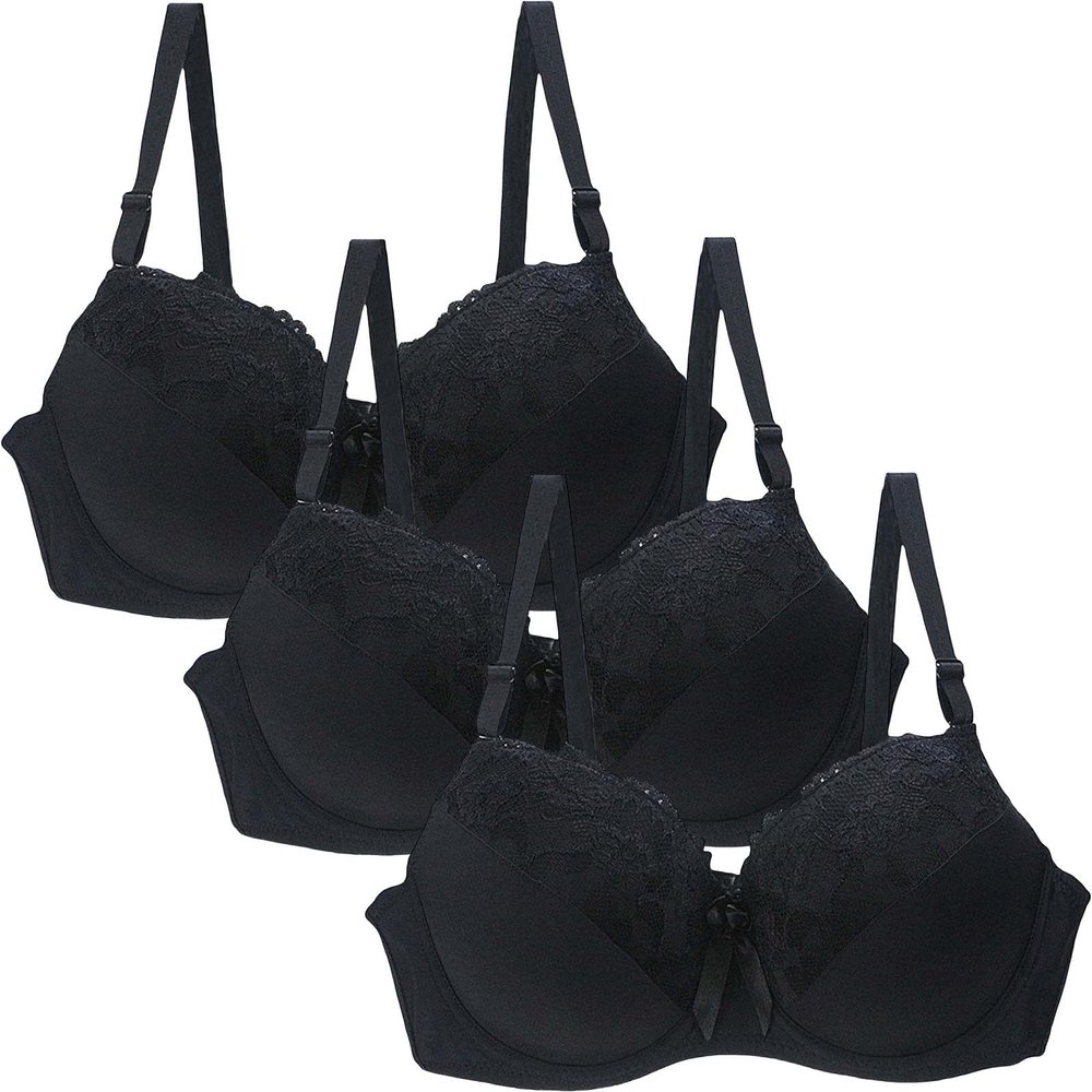 3/4 Pieces Minimiser Bras for Women UK Sales, Push up Bras Floral Lace Womens Underwear Cotton Bralette Comfit Padded Support Underwire Summer Sexy Underwear