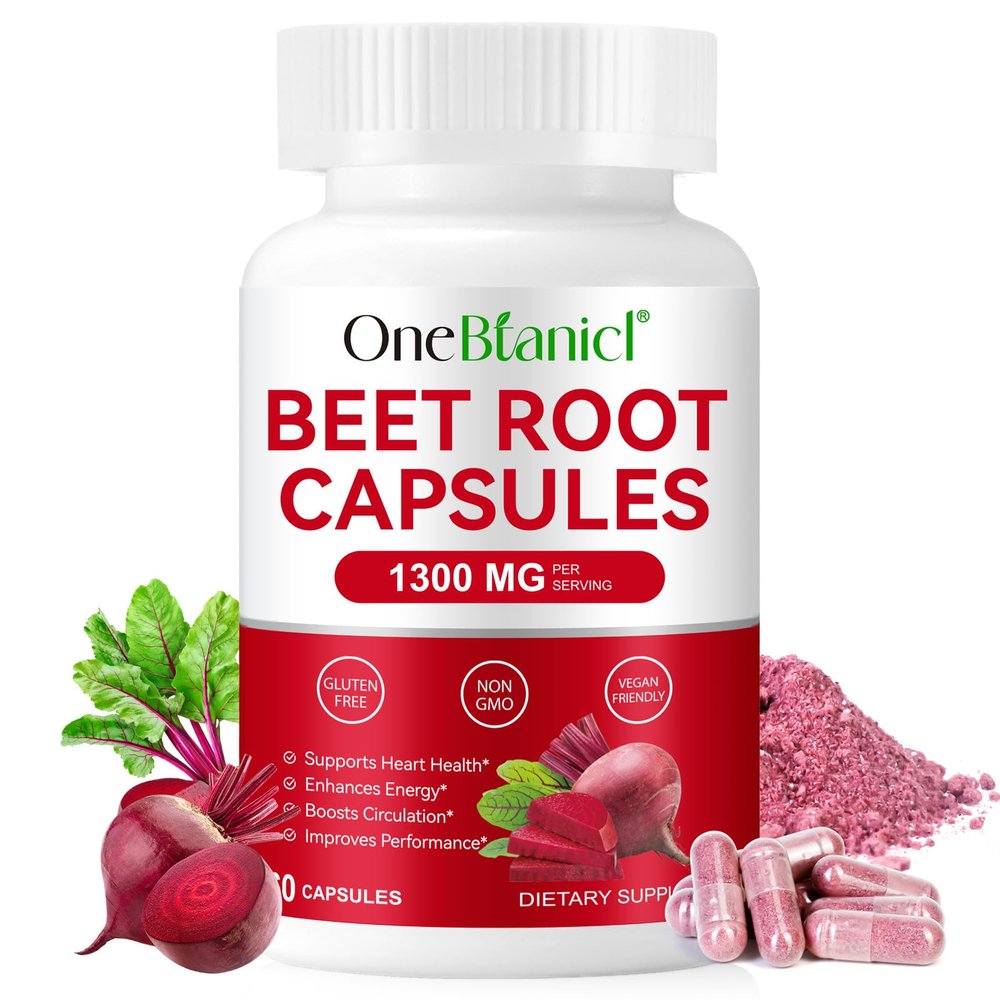 Beet Root Capsules for Natural Energy & Endurance Support,Beetroot Powder Beet Supplement to Support Circulation and Blood Flow- 60 Capsules