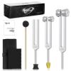 Healing Tuning Fork Set (128Hz, 256Hz, 512Hz) - with Crystal Base for Chakra Adjustment, Sound Healing, Meditation, Yoga, for Spiritual Relaxation view 1