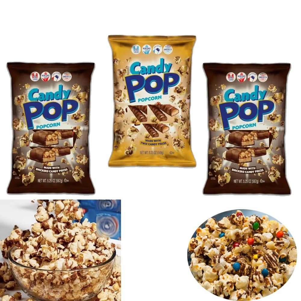 3 x Mixed flavours of Sniikers Popcorn,Tiwix Popcorns Sweets 149g
