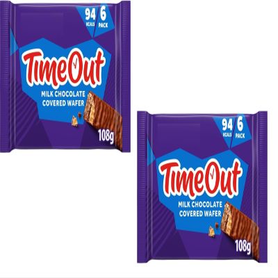 Timeout Milk Chocolate Biscuit Bars 6 x 18g (108g Total) Crispy Wafer with Cocoa Filling Covered in Milk Chocolate Suitable for Vegetarians (12x Cad Timeout Milk Wafer 18g (2 Pack))