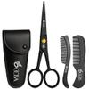 OCBA Beard Scissor Professional Moustache Scissors Ear and Nose Hair Trimming Scissors Stainless Steel, Safety Use for Eyebrows (Black) view 1