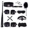 10 Piece Multifunctional Classic Black Soft Leather Plush Lined Fitness Set, Equipped With Leather Eye Mask And Feather Stick - D5 view 1