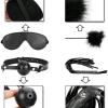 10 Piece Multifunctional Classic Black Soft Leather Plush Lined Fitness Set, Equipped With Leather Eye Mask And Feather Stick - D5 view 4