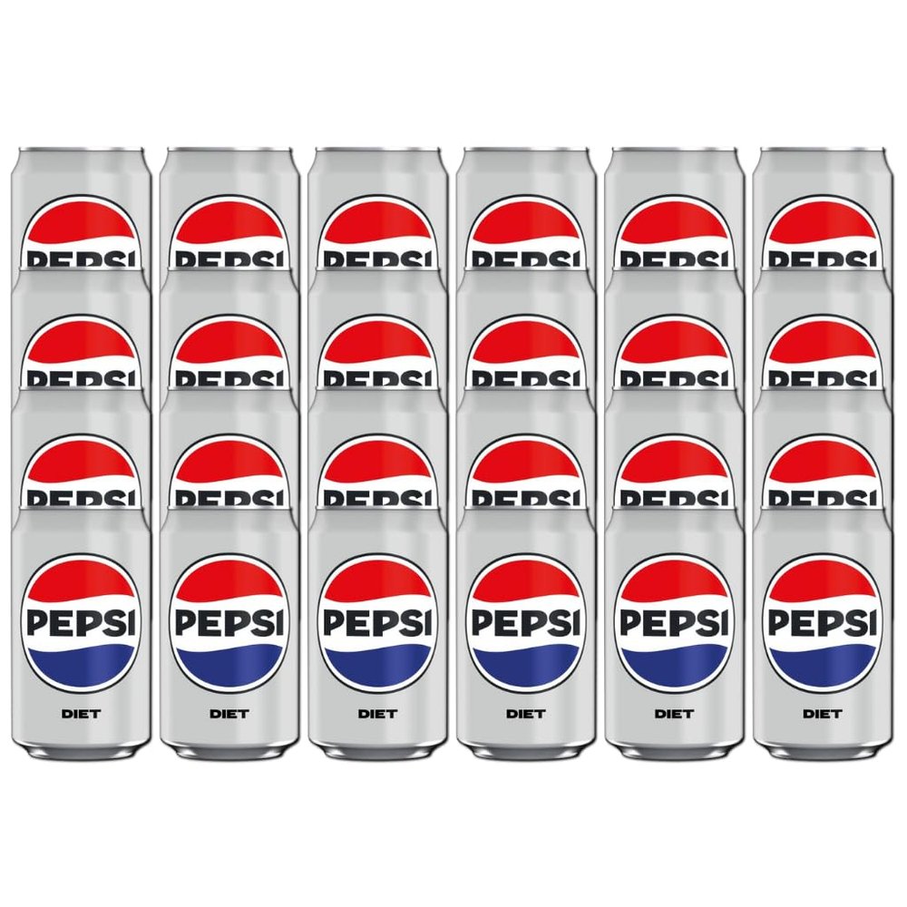 Pepsii Diet SUGAR FREE Cola Flavoured Fizzy Soft Drink Low in Calories with Sweetners 330ml Can Suitable for Vegetarian Recyclable (Pack of 24)