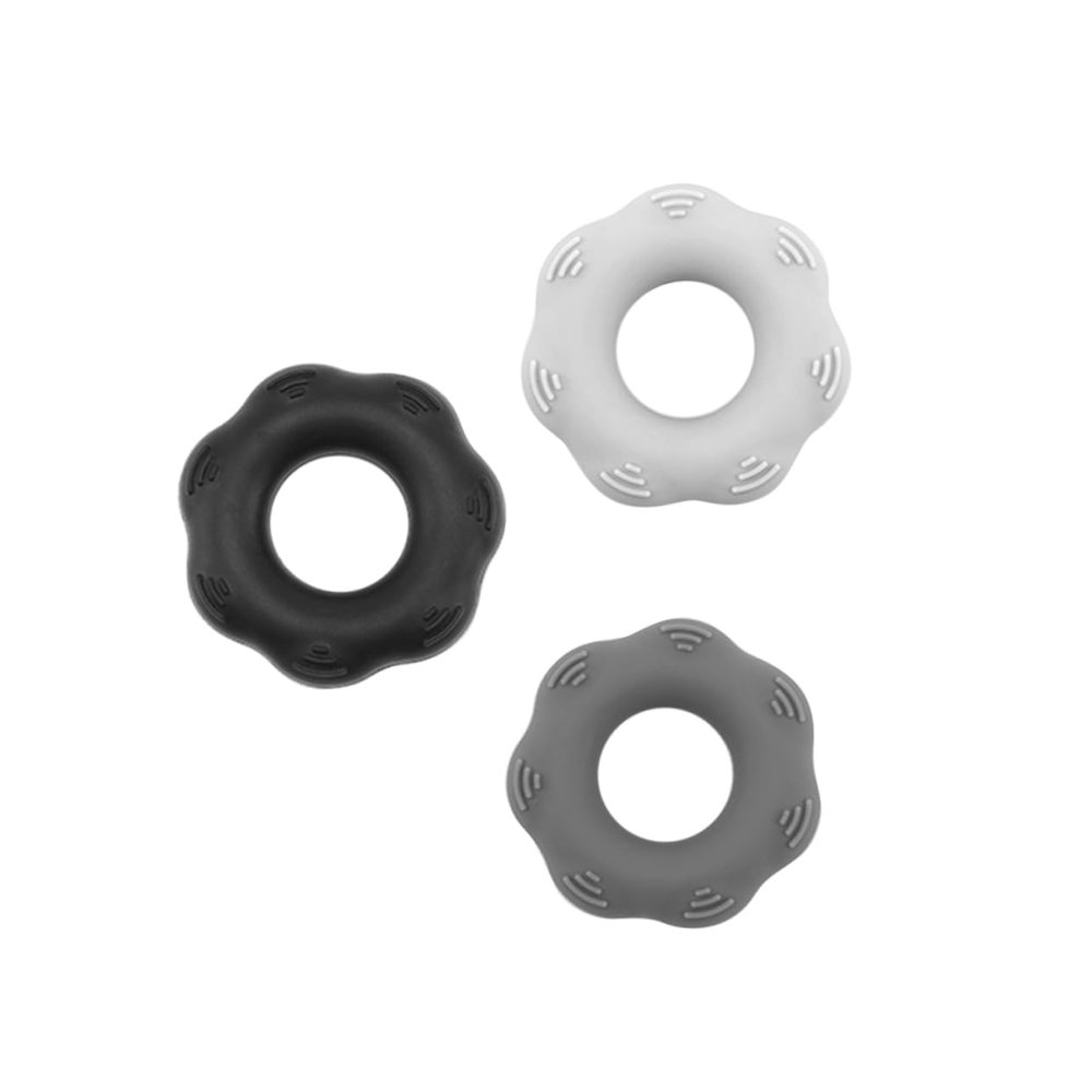 DEARMAMY 3pcs Silicone Hand Gripper Ring Massage Hand Gripper for Strength Training Equipment Exercise Grip Rings Light Grey for Forearm Rehabilitation and Practice Fitness