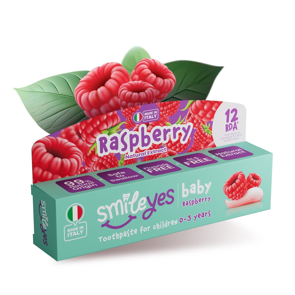 Smile Yes Baby Toothpaste 0-3 Years | Very Low Abrasivity (RDA 12) - 99% Natural - Fluoride Free Toothpaste - Safe to Swallow - Fruit Flavoured Toddler Toothpaste Baby Toothpaste 02 Years