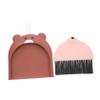 TOPPERFUN Small Dustpan and Brush Set Mini Whisk Broom Plastic Handheld Sweeping Broom for Keyboard Desktop Pet Nest Cleaning Brown Bear Design view 1