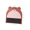 TOPPERFUN Small Dustpan and Brush Set Mini Whisk Broom Plastic Handheld Sweeping Broom for Keyboard Desktop Pet Nest Cleaning Brown Bear Design view 2