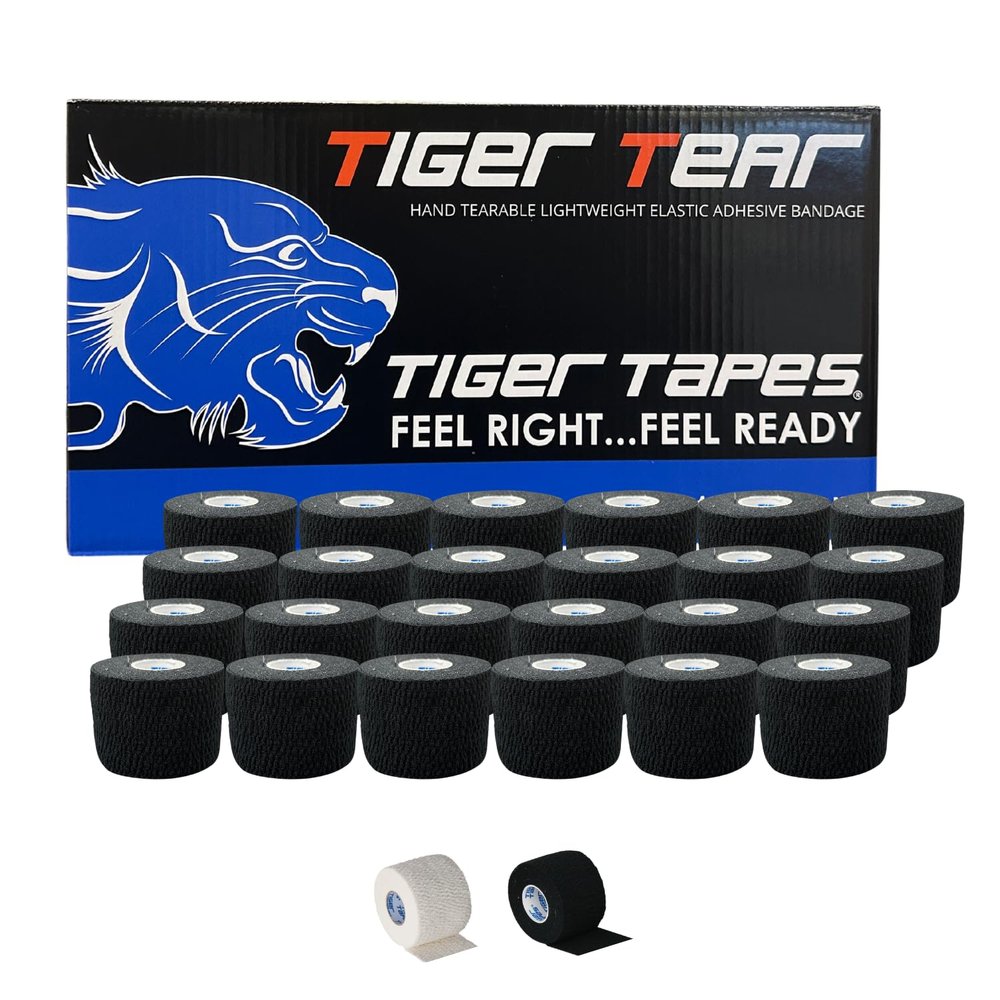 TIGERTAPES Tiger Tear EAB 24 Rolls 5cm x 6.9m Black