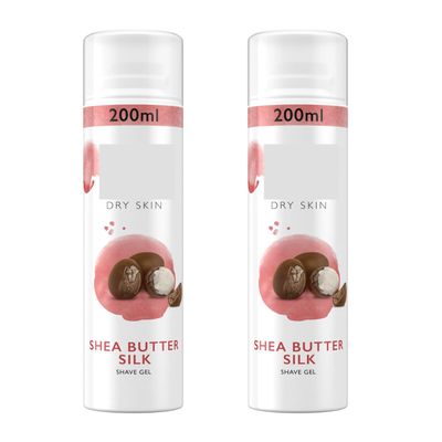 Shea Butter Silk Shaving Gel - 200ml x Pack of 2 - Makes for Easy-peasy Hair Removal While Being Kind to Dry Skin